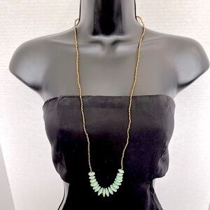 Life Beads Turquoise and gold beaded Paper beaded Statement Necklace with clasp